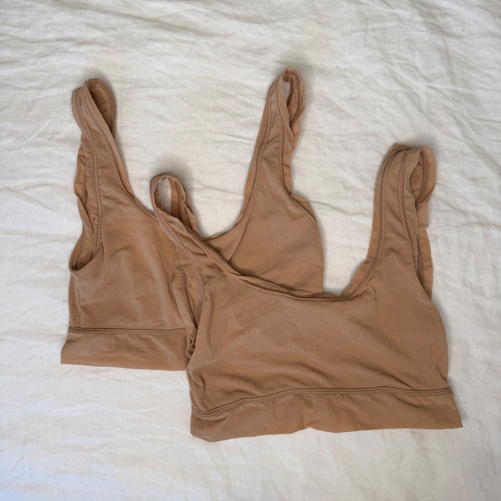 Skims Tan Mesh Bralette
